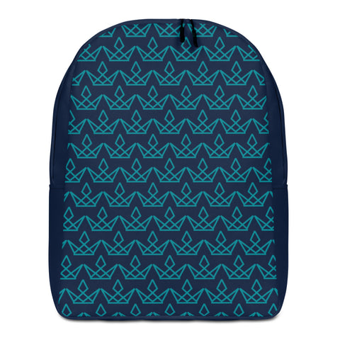 Teal & Navy Princess Crown Minimalist Backpack