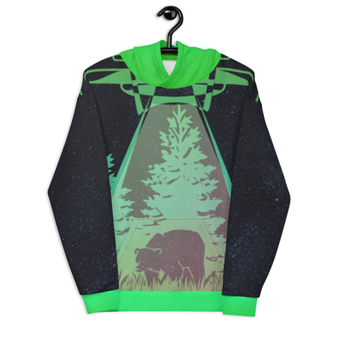 ALIEN "VISITS" BEAR Unisex Hoodie