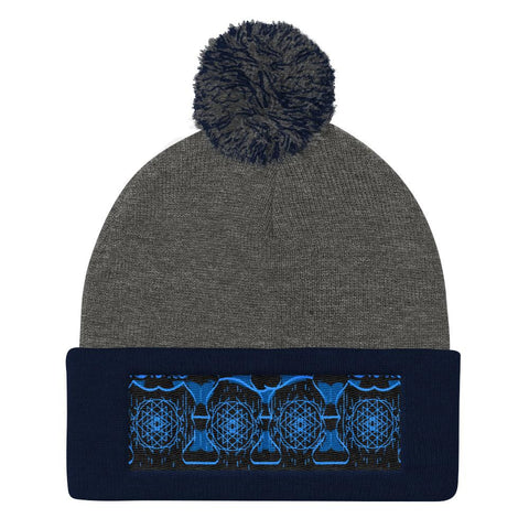 Depth of Blue Pom Pom Knit Cap - Tokinart, LLC