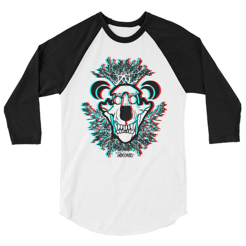 Tokin-3D Bear Skull- 3/4 sleeve raglan shirt - Tokinart, LLC