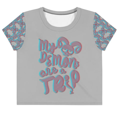 Tokin-3D Crop Top My Demons are a Trip - Tokinart, LLC