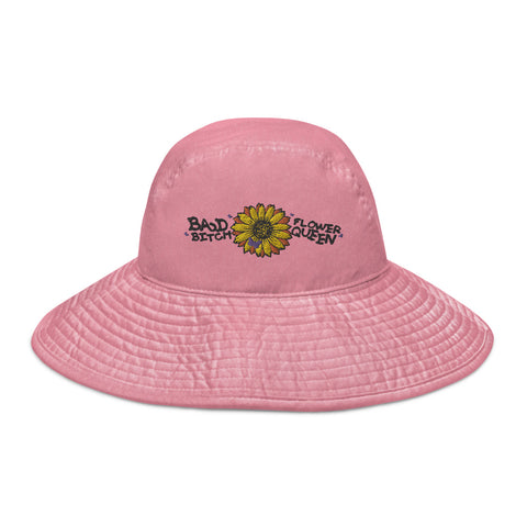 Bad Bitch Flower Queen Wide Brim Bucket Hat